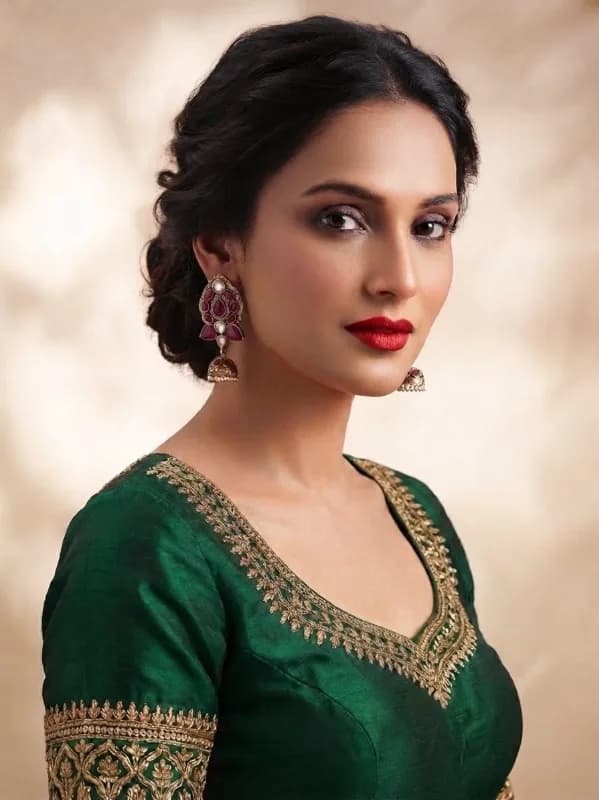 Antique gold-tone kundan jhumki
