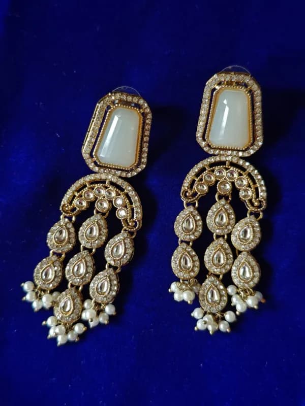 Chandelier Earrings with Pearl Drops — view 3 of 3