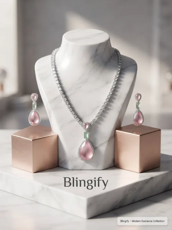 Silver-toned Rhinestone Tear Drop Necklace Sets — view 3 of 3