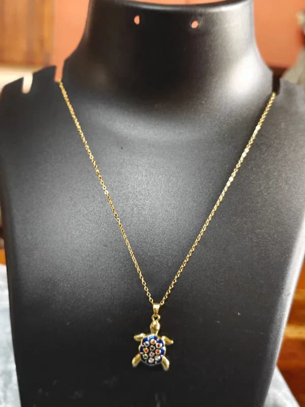 Mosaic Enamel Pendant Necklace