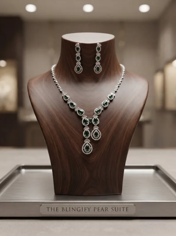 AD Necklace Set - Green AD Necklace
