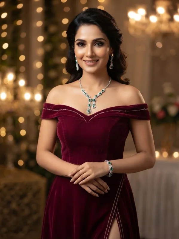 AD Necklace Set - Green AD Necklace