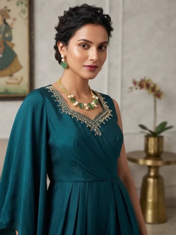 Meadow Bloom Green Stone & Pearl Necklace Set — view 3 of 3