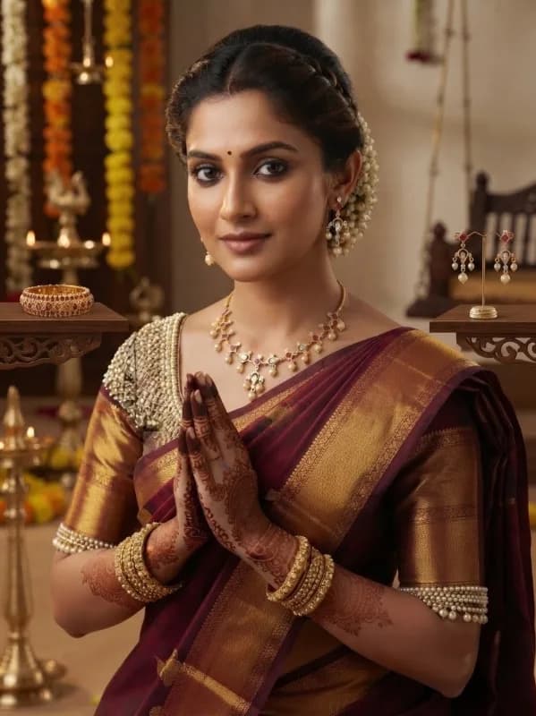 Gold-Toned Polki Necklace Set with Pearl Drops - Pink necklace