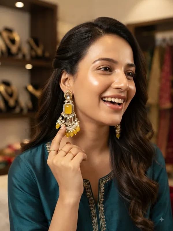 Kundan and Pearl Earrings