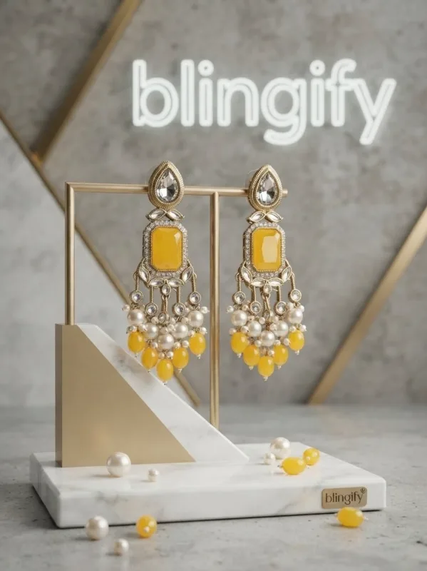 Kundan and Pearl Earrings — view 2 of 4