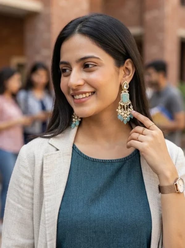 Kundan and Pearl Earrings — view 3 of 4