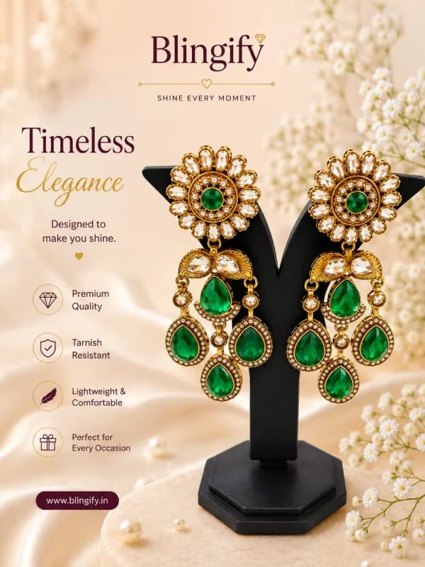 Kundan Chandbali Earrings — view 2 of 2