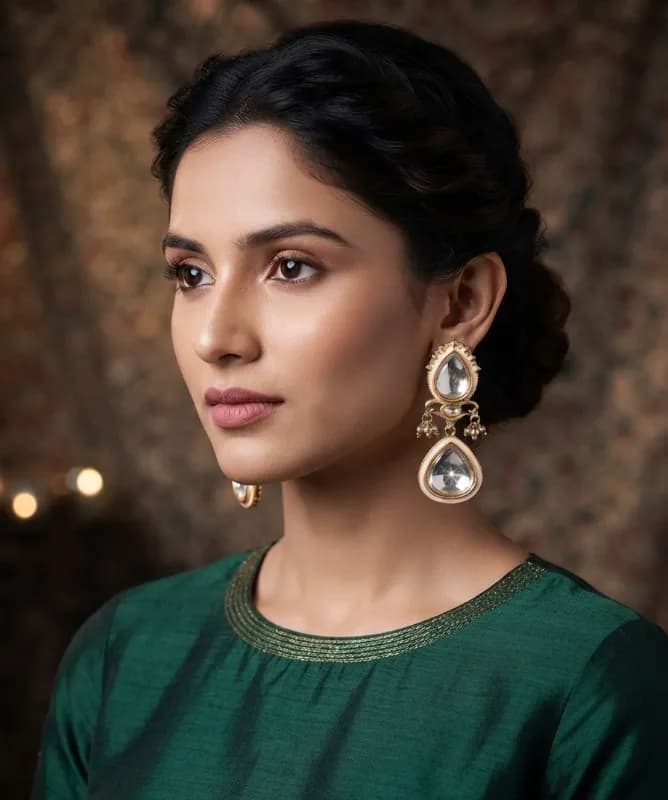 Kundan Teardrop Drop Earrings