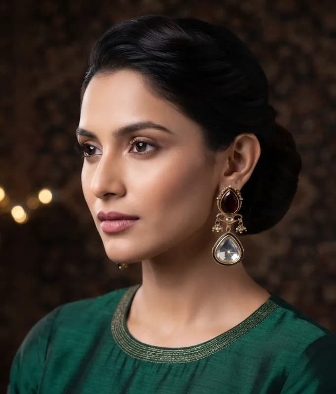 Kundan Teardrop Drop Earrings — view 2 of 2