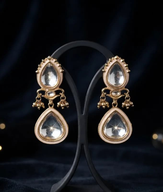 Kundan Teardrop Drop Earrings — view 2 of 2