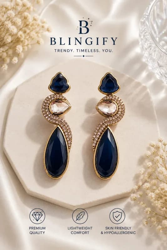 curved, wave Statement Earrings