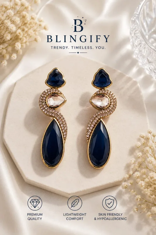 curved, wave Statement Earrings
