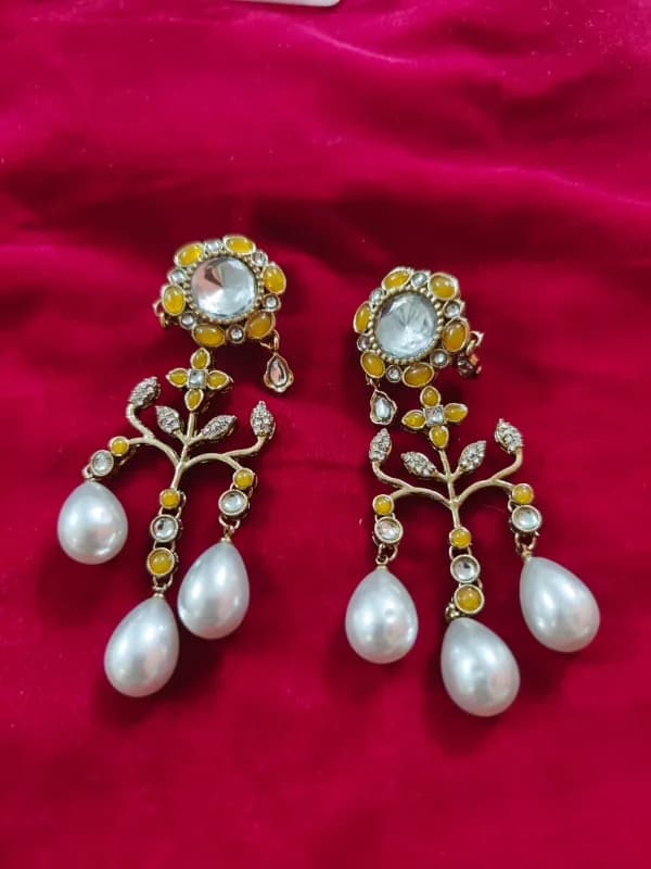 Pearl Floral Drop Earrings — view 2 of 3