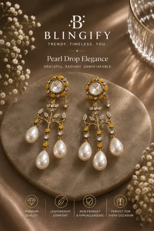 Pearl Floral Drop Earrings — view 3 of 3