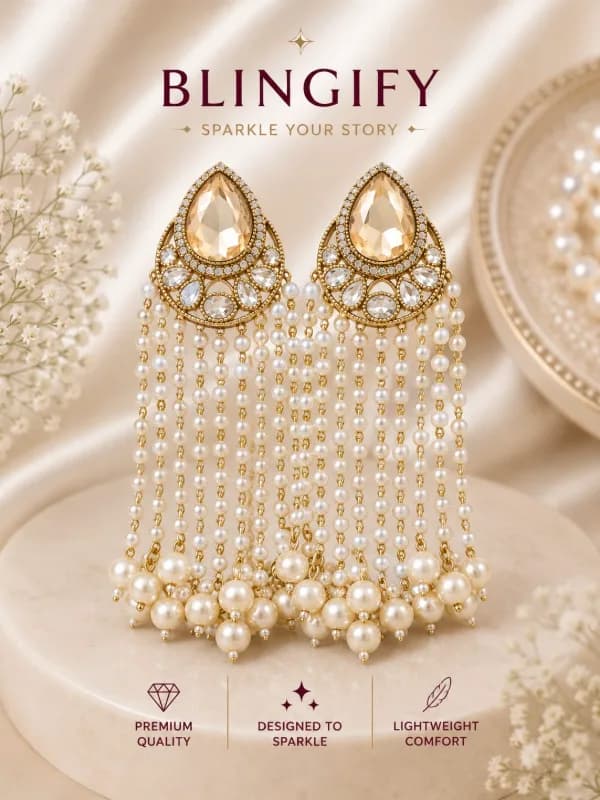 Meera Pearl Tassel Kundan Earrings - Elegance That Cascades