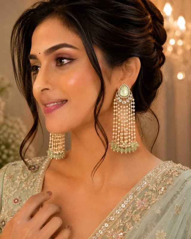 Meera Pearl Tassel Kundan Earrings - Elegance That Cascades