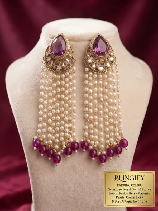 Meera Pearl Tassel Kundan Earrings - Elegance That Cascades
