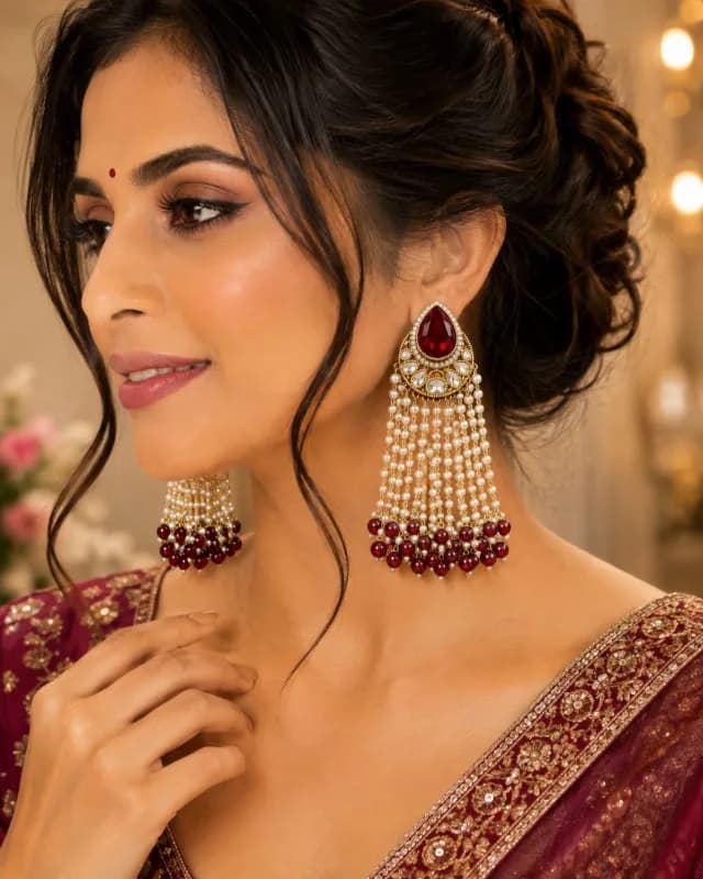 Meera Pearl Tassel Kundan Earrings - Elegance That Cascades