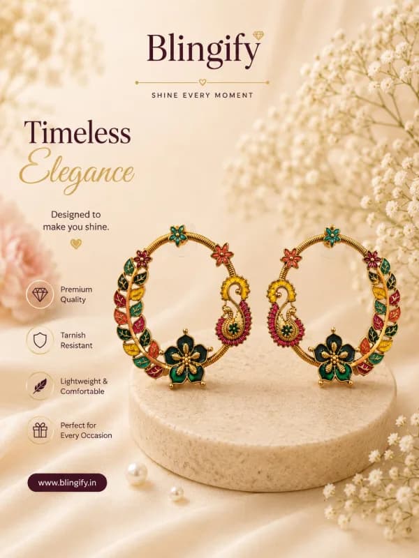 Rani Meenakari Vine Hoop Earrings - Timeless Elegance — view 2 of 2