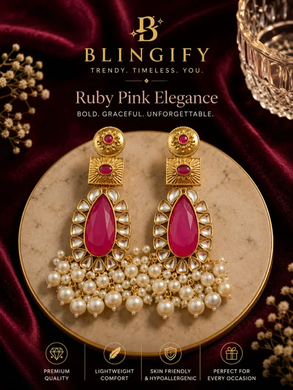 Anika Ruby Kundan Earrings