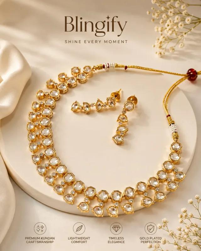 Kundan Necklace & Earring Set - Shine Every Moment — view 4 of 4