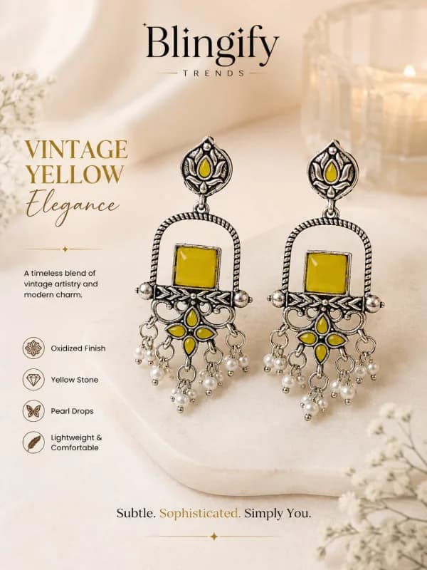 Oxidised Silver Lotus Chandbali Earrings