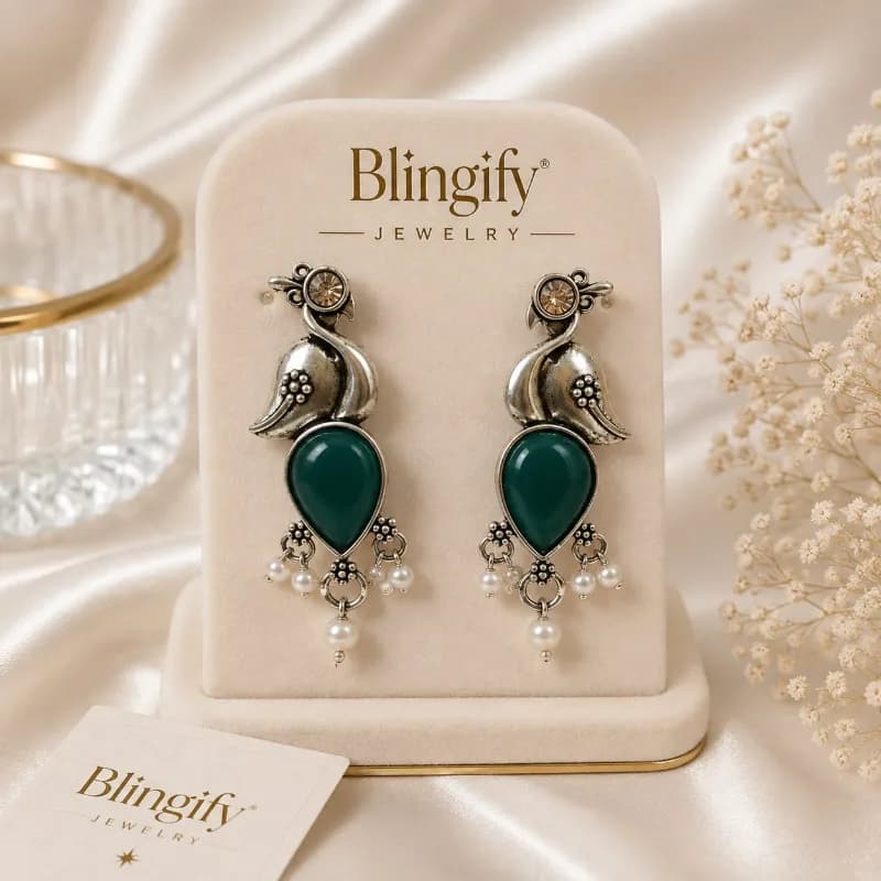 Blingify Peacock Drop Earrings — view 2 of 2