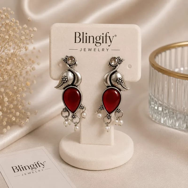 Blingify Peacock Drop Earrings