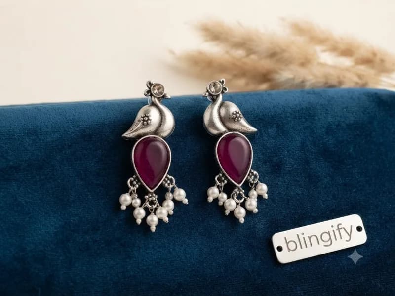 Blingify Peacock Drop Earrings