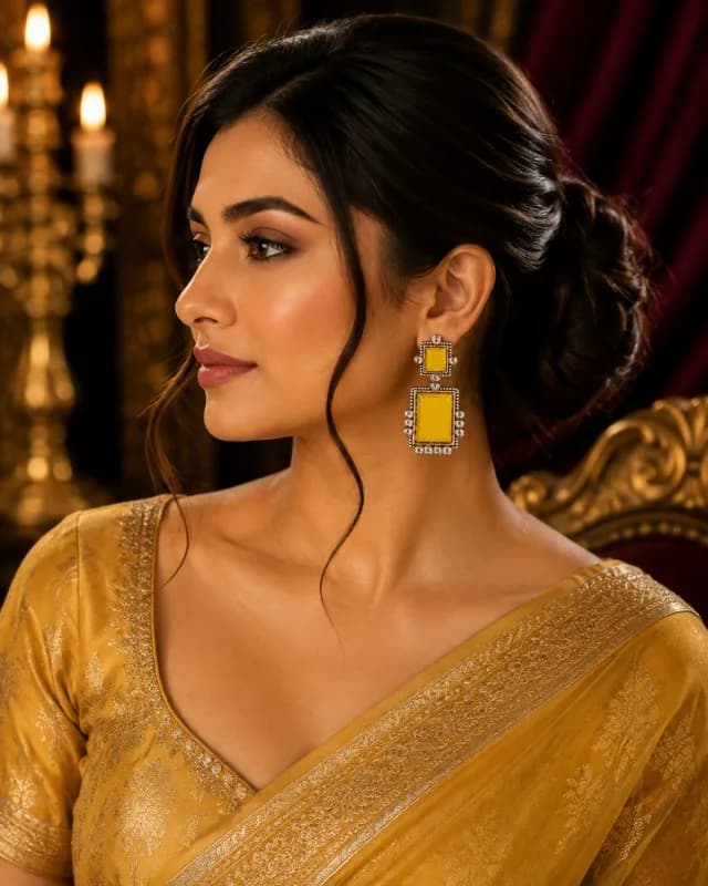 Rectangular Drop Earrings with Crystal Accents