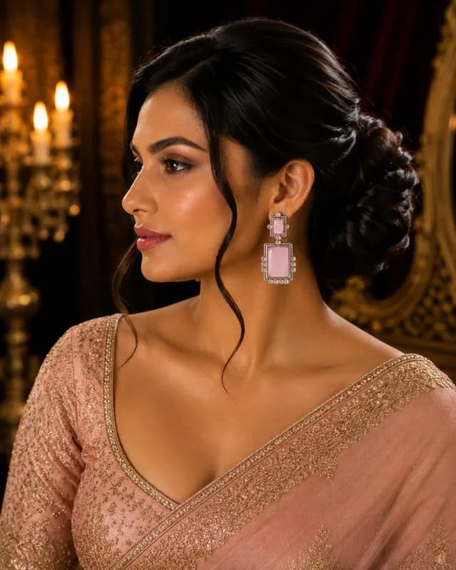 Rectangular Drop Earrings with Crystal Accents — view 2 of 2