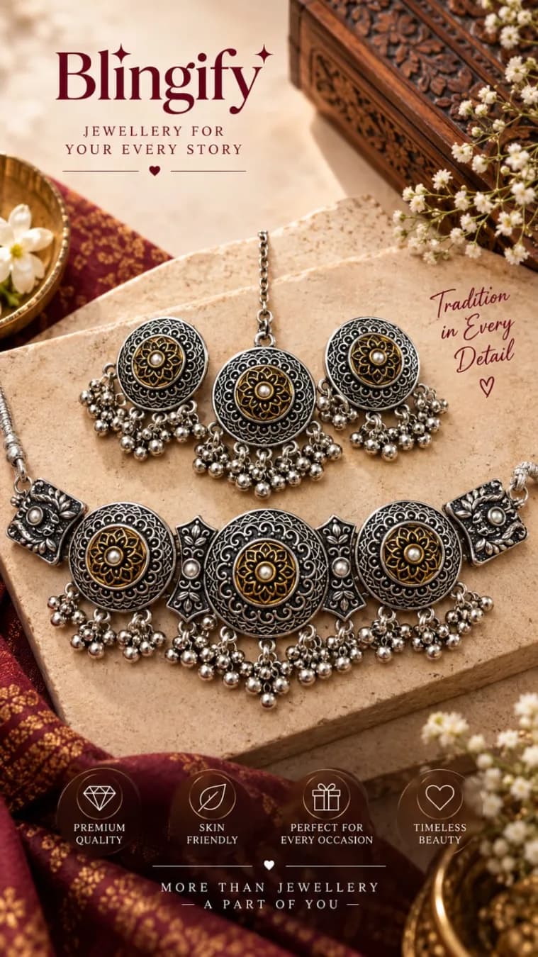 Amaira Dual-Tone Ghungroo Choker Set