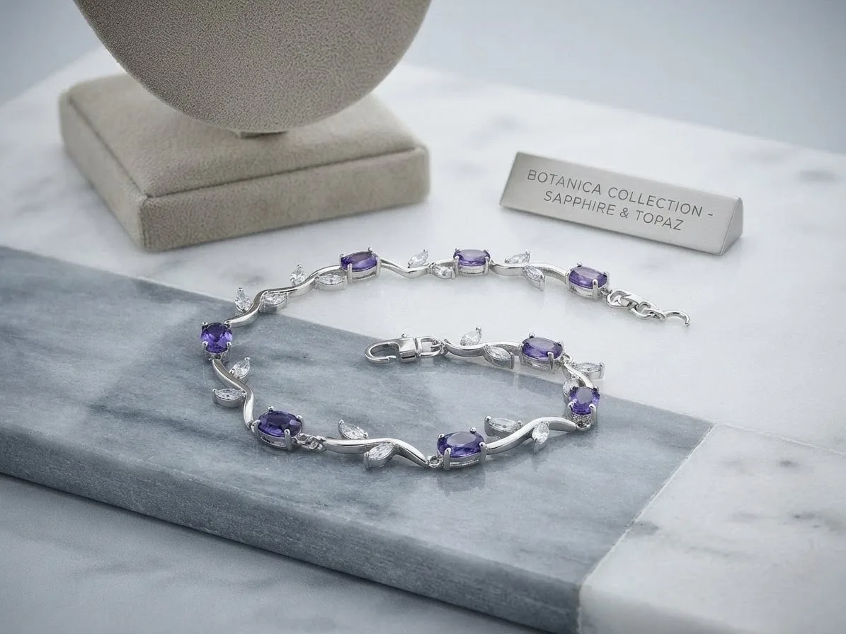 Amethyst Vine Tennis Bracelet — Rhodium Plated