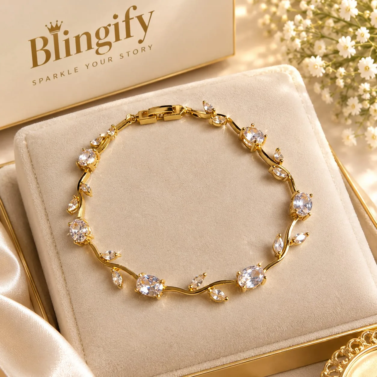 Amethyst Vine Tennis Bracelet — Rhodium Plated