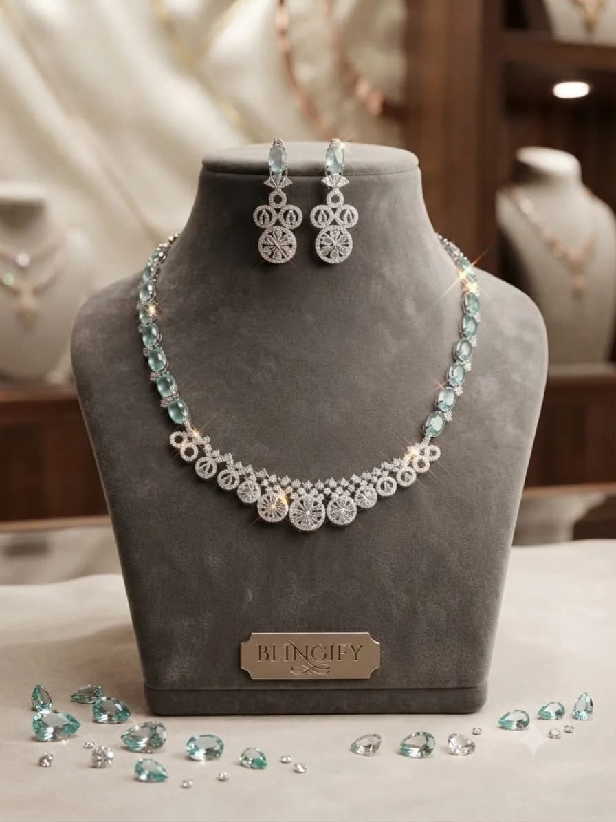 Aqua Halo Necklace Set