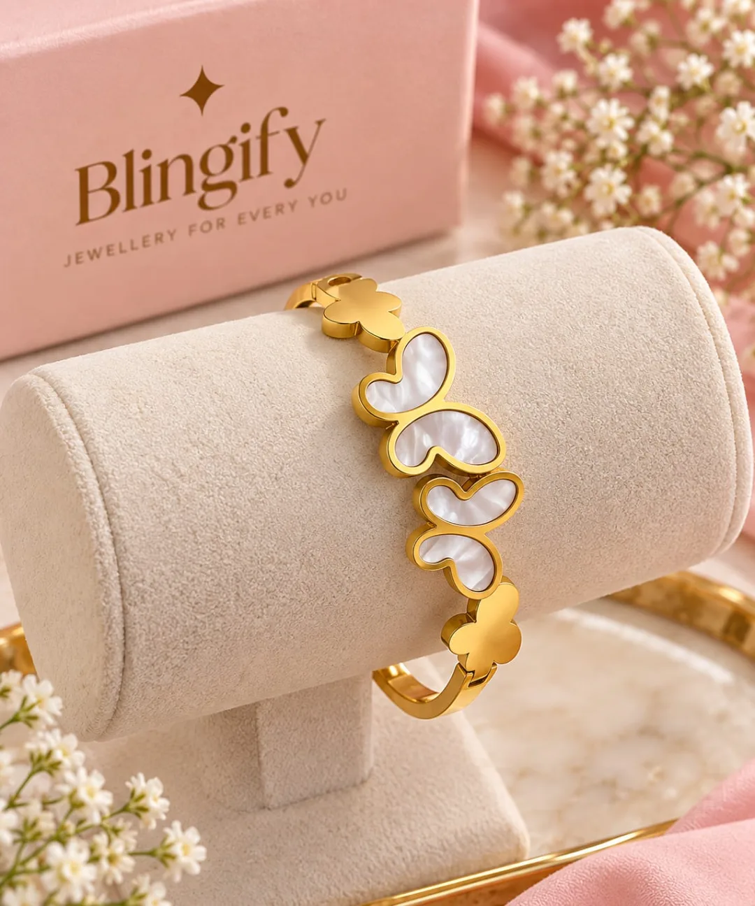 Butterfly Mother-of-Pearl Hinged Bangle — view 2 of 2