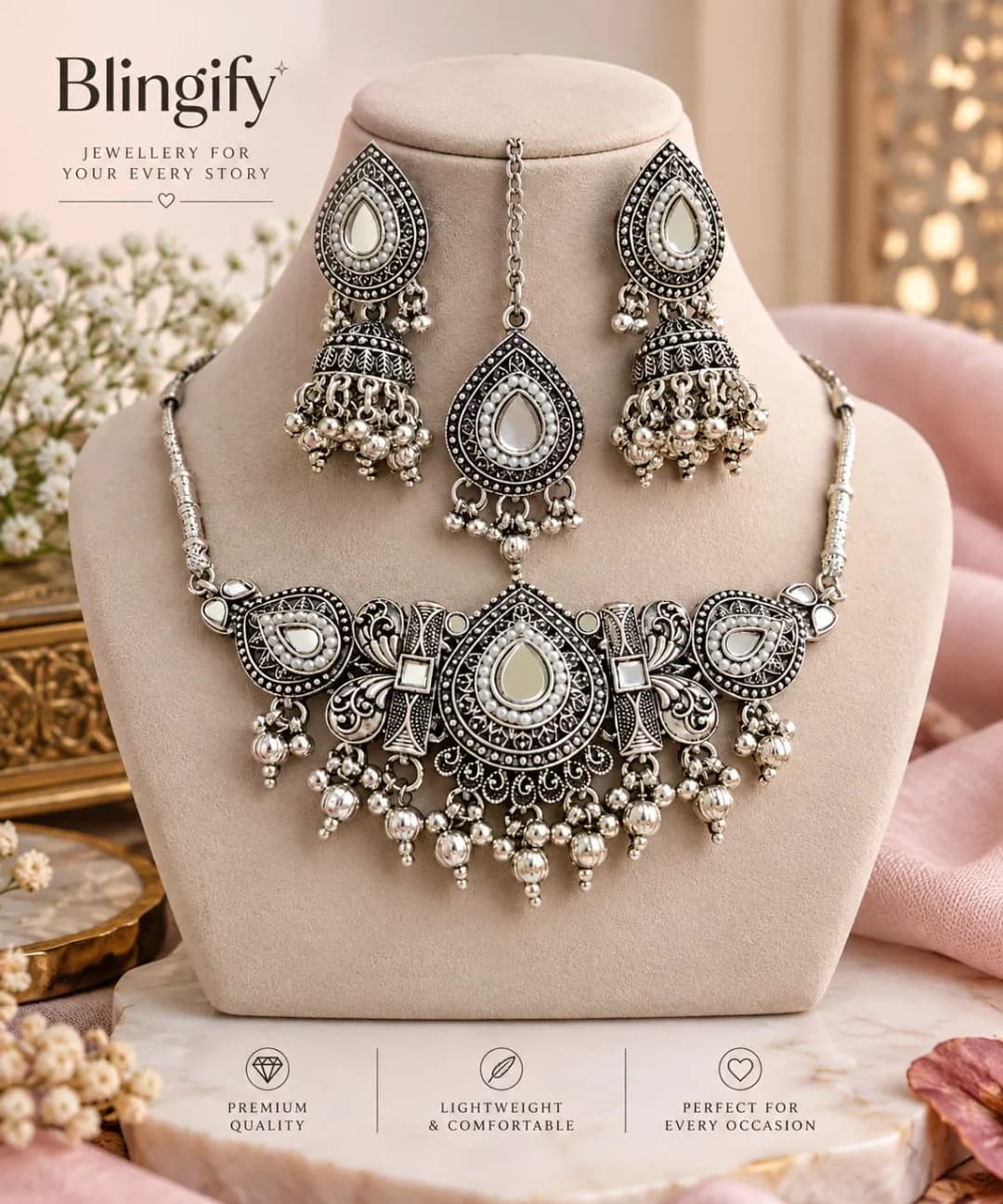 Chandini Pearl Jhumki Set