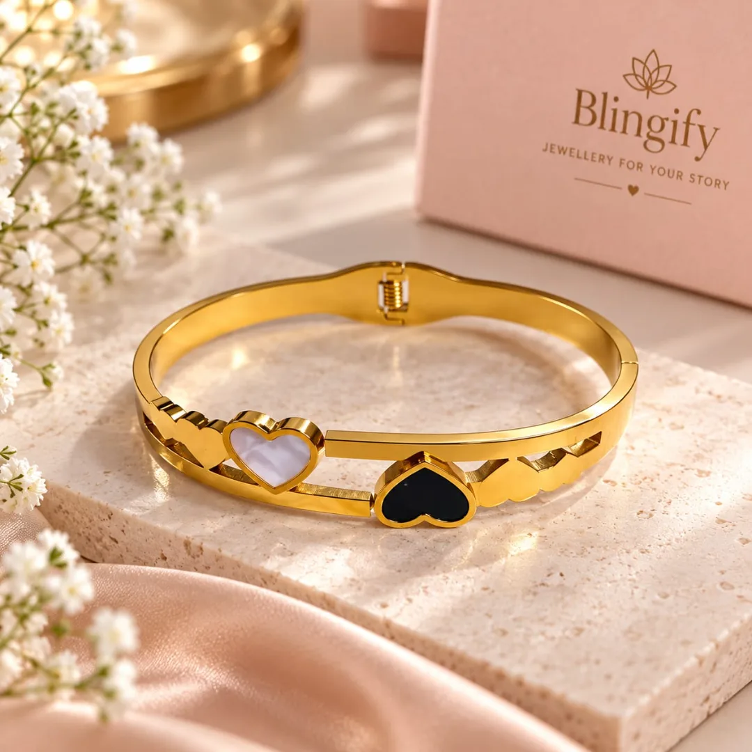 Dual Heart Hinge Bangle