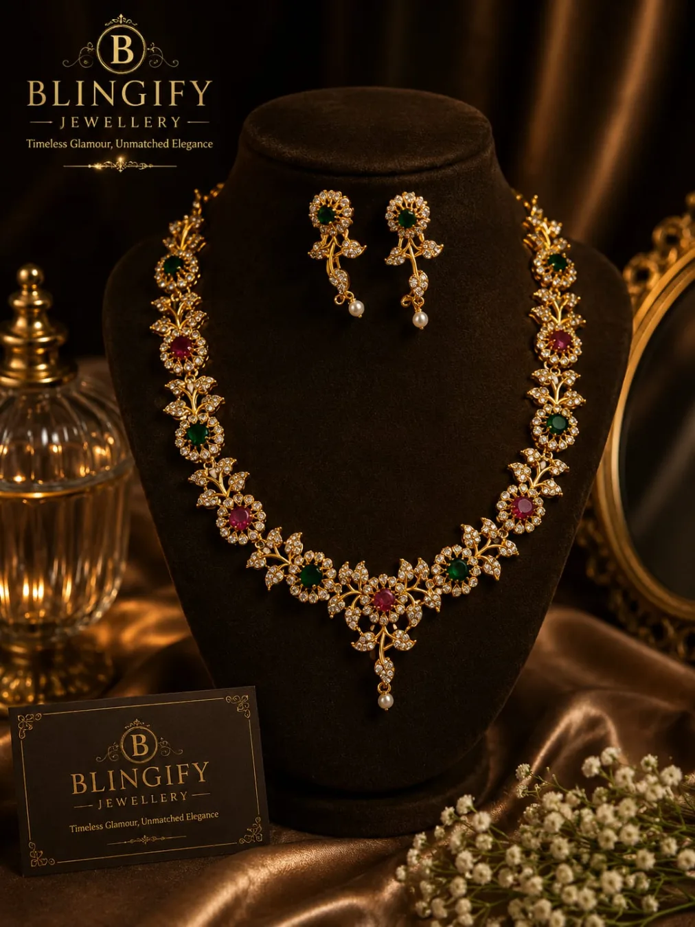 Emerald Bloom Floral Necklace Set — view 2 of 2