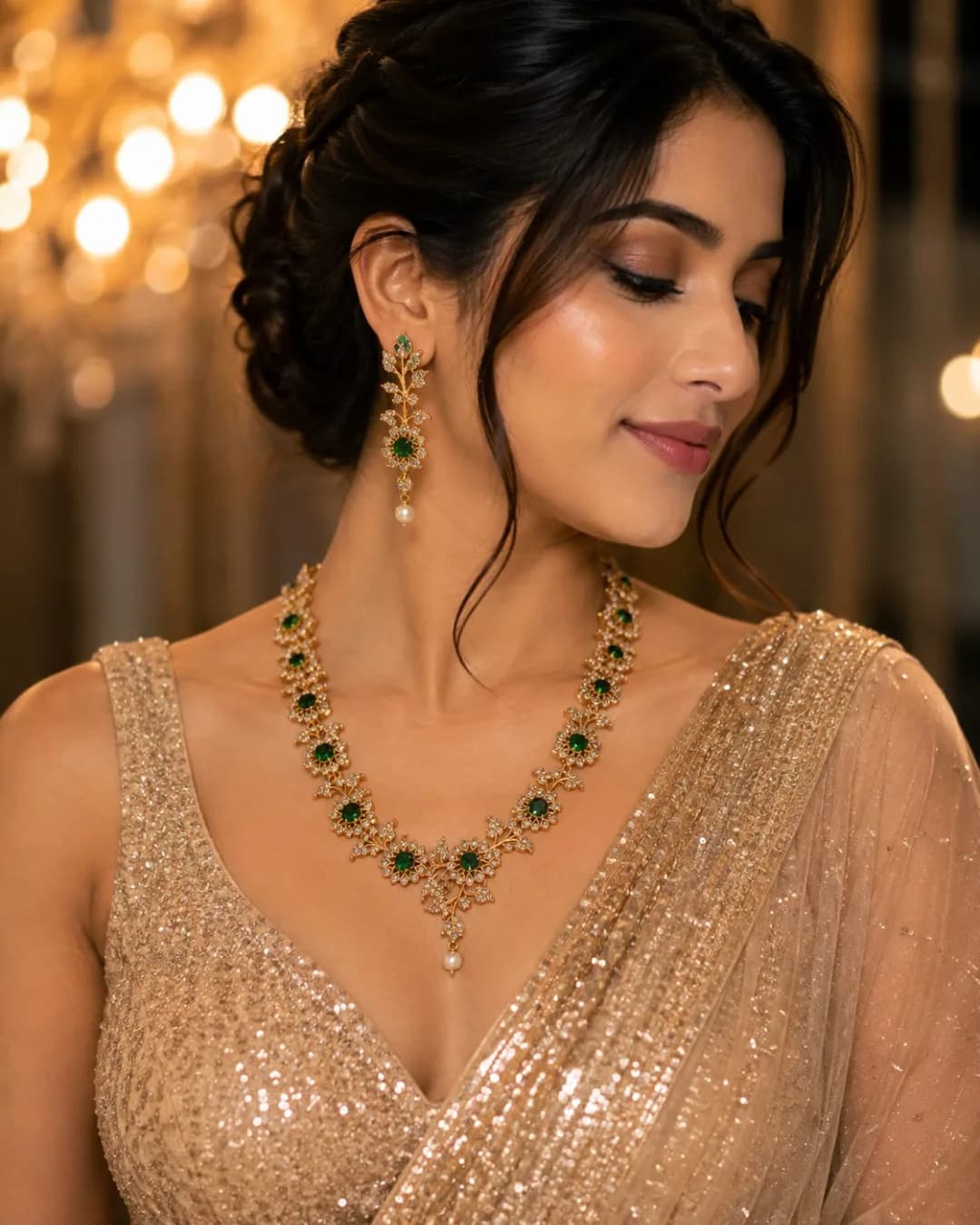 Emerald Bloom Floral Necklace Set — view 2 of 2