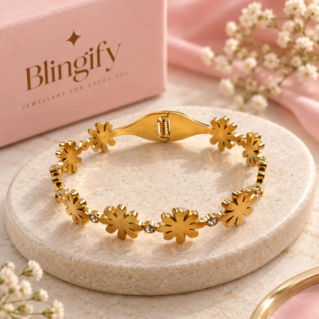 Floral Chain Hinge Bangle