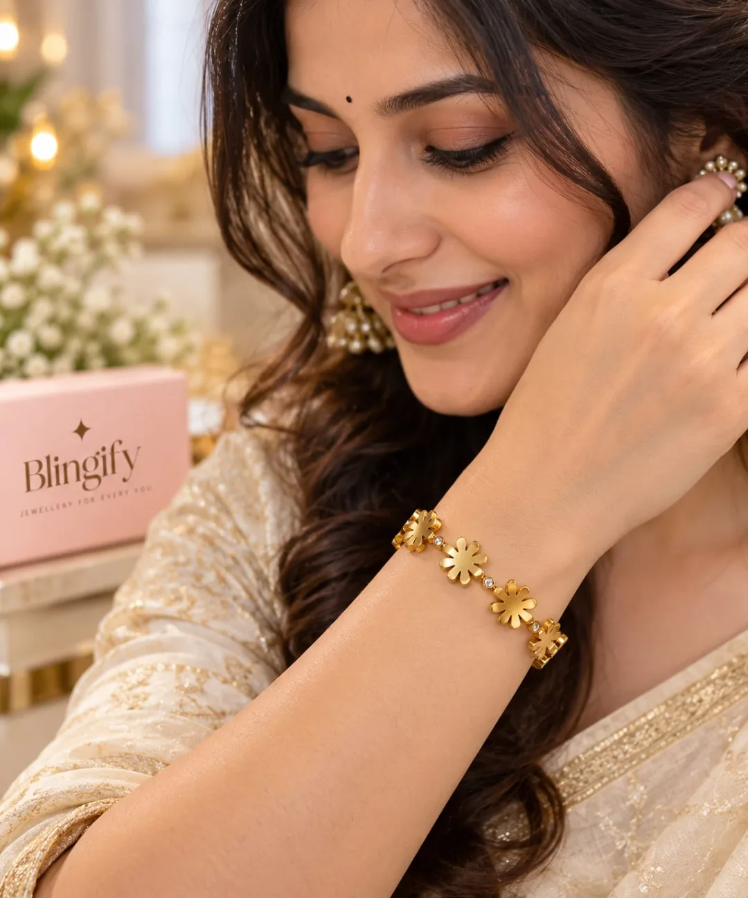 Floral Chain Hinge Bangle — view 2 of 2