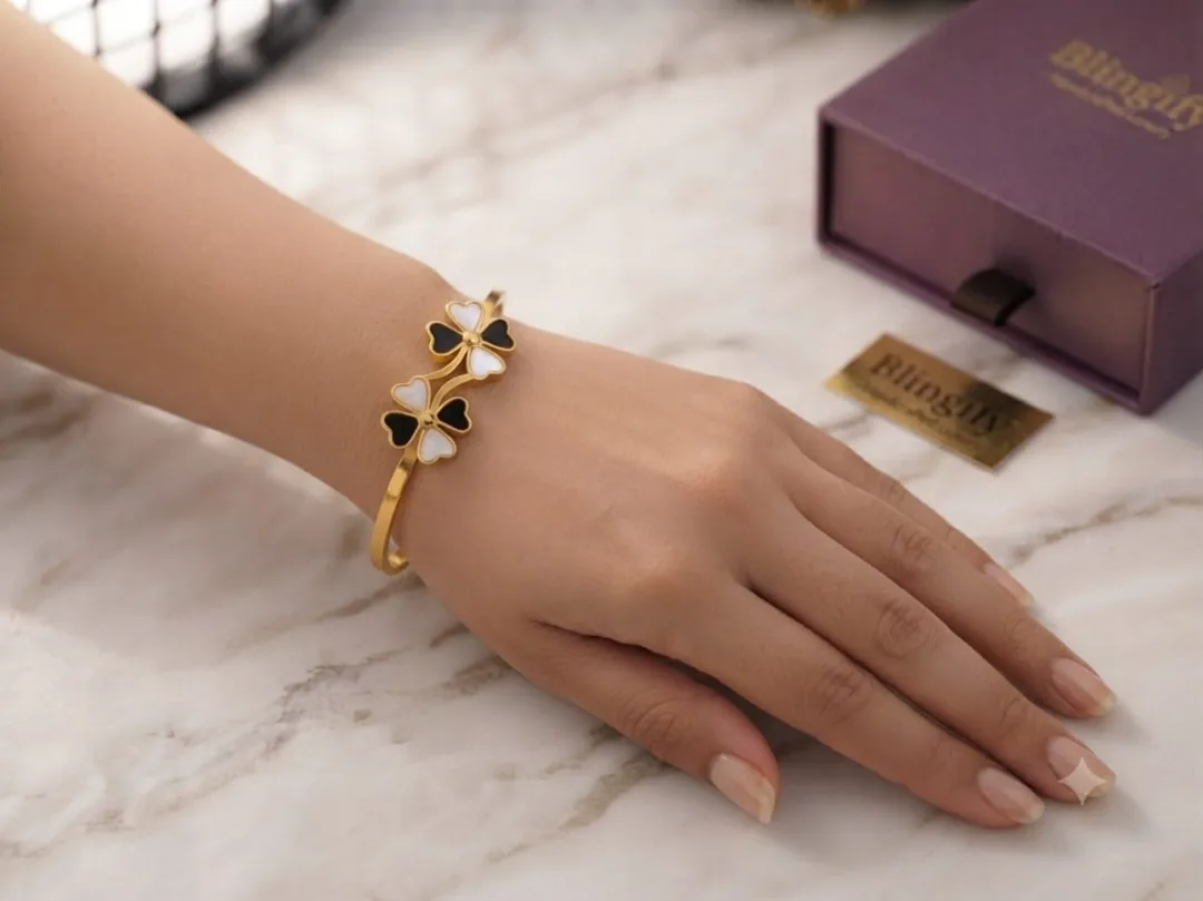 Gold-Tone Four-Leaf Clover Bangle Bracelet — view 3 of 3
