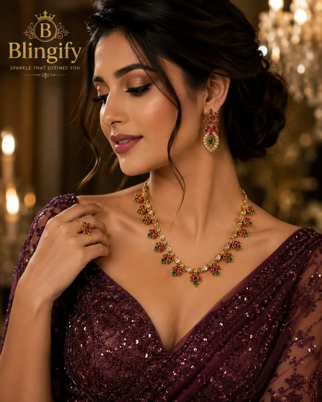 Golden Blossom Crystal Necklace Set — view 2 of 2