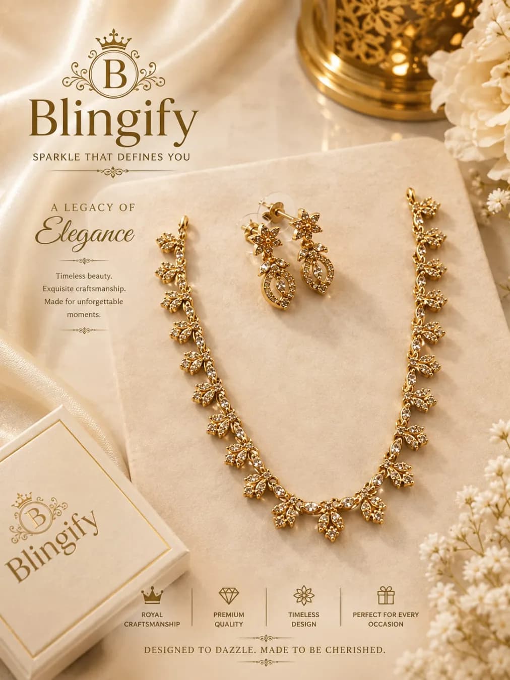 Golden Blossom Crystal Necklace Set — view 2 of 2