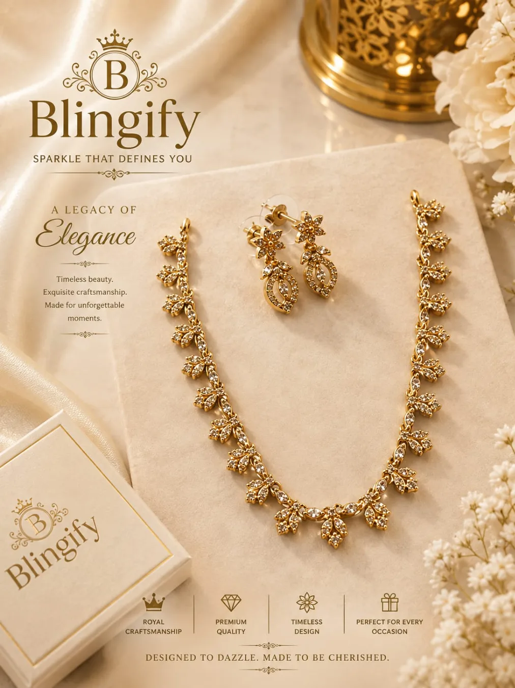 Golden Blossom Crystal Necklace Set — view 2 of 2