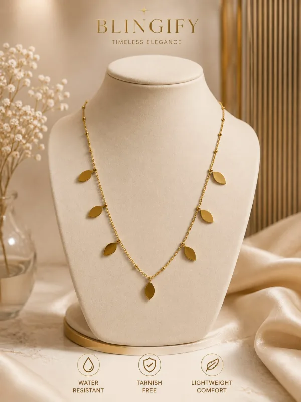 Golden Leaf Charm Necklace
