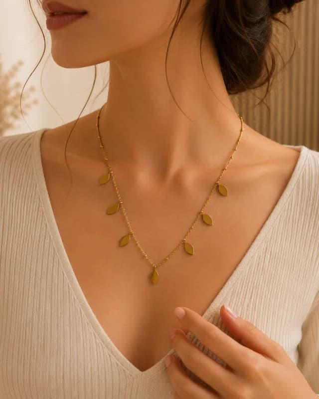 Golden Leaf Charm Necklace — view 2 of 2
