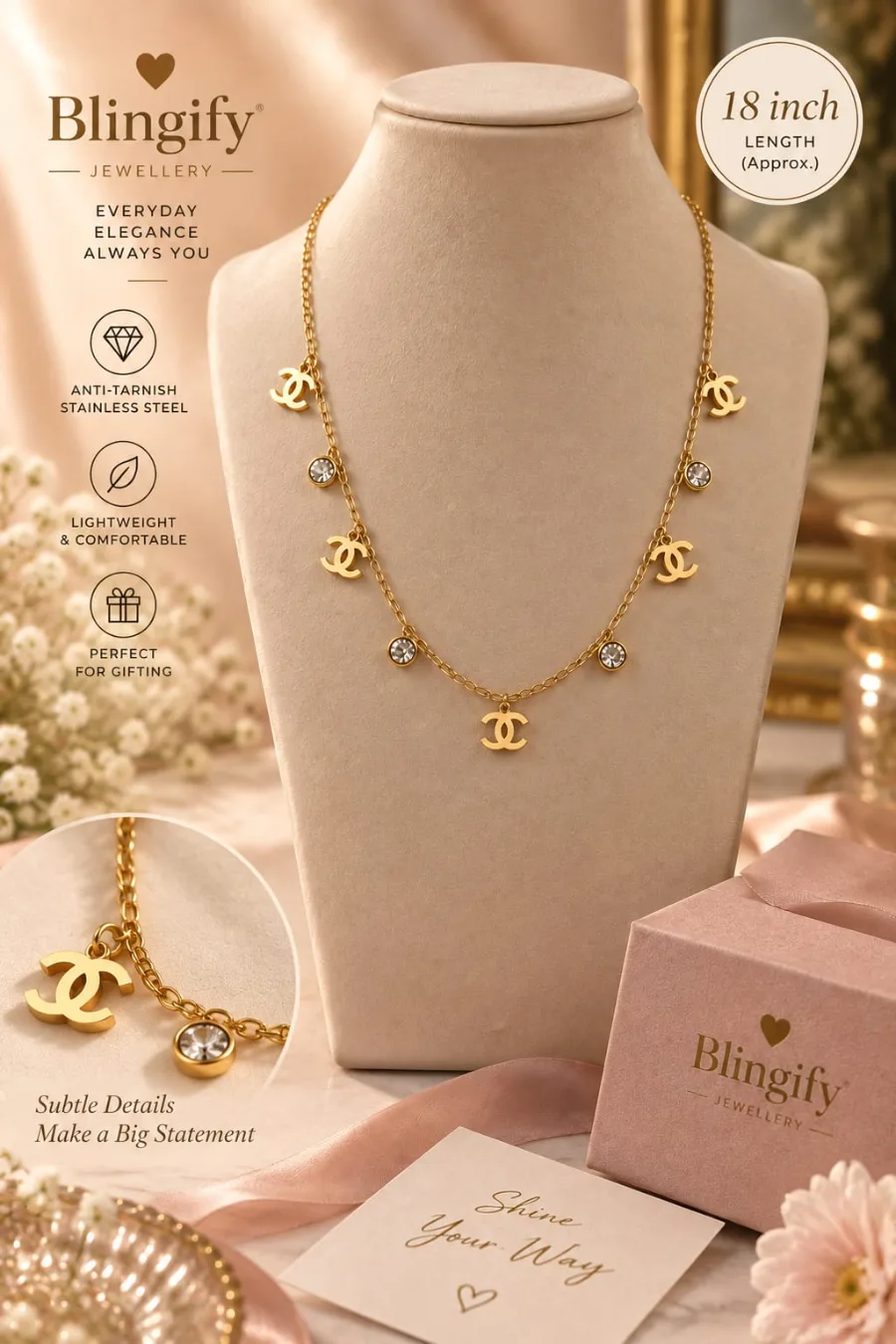 Interlocking Charm Station Necklace